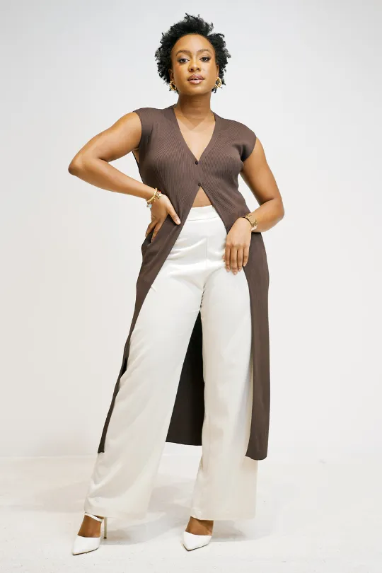 NITA Button-Up Top - Brown