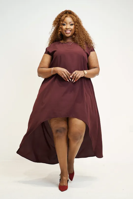 Crepe Dress - Burgundy