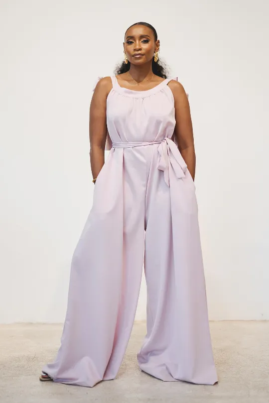Halter Neck Jumpsuit - Blush