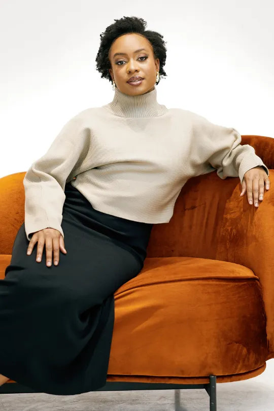 Turtleneck Crop Sweater - Beige