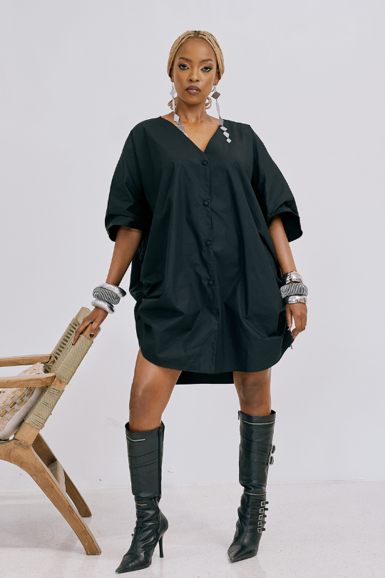 IVY Shirt Dress - Black